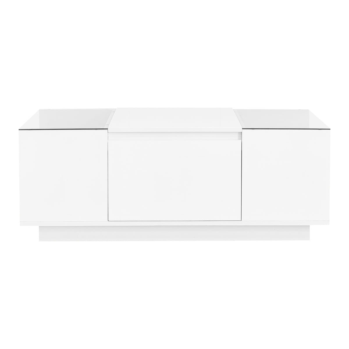 variant-group:rf-n724p290056k|Roomfitters Modern Center Coffee Table with High Gloss Finish, Glass Top and Hidden Storage Compartments, White