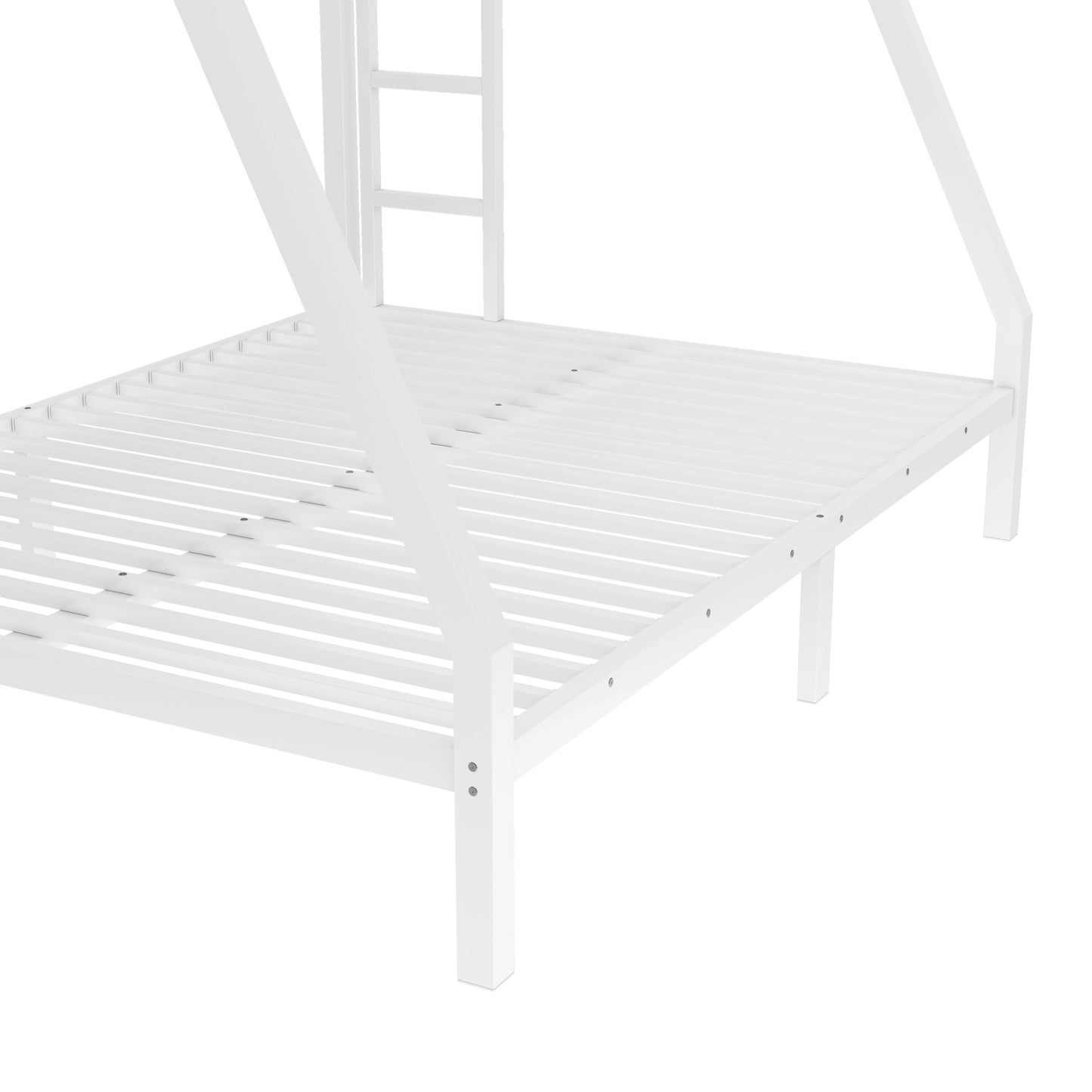 variant-group:rf-w1580p336604|Roomfitters Metal Twin Over Full Bunk Bed Frame with Ladder & Safety Rail, Heavy-Duty Space-Saving Design, White