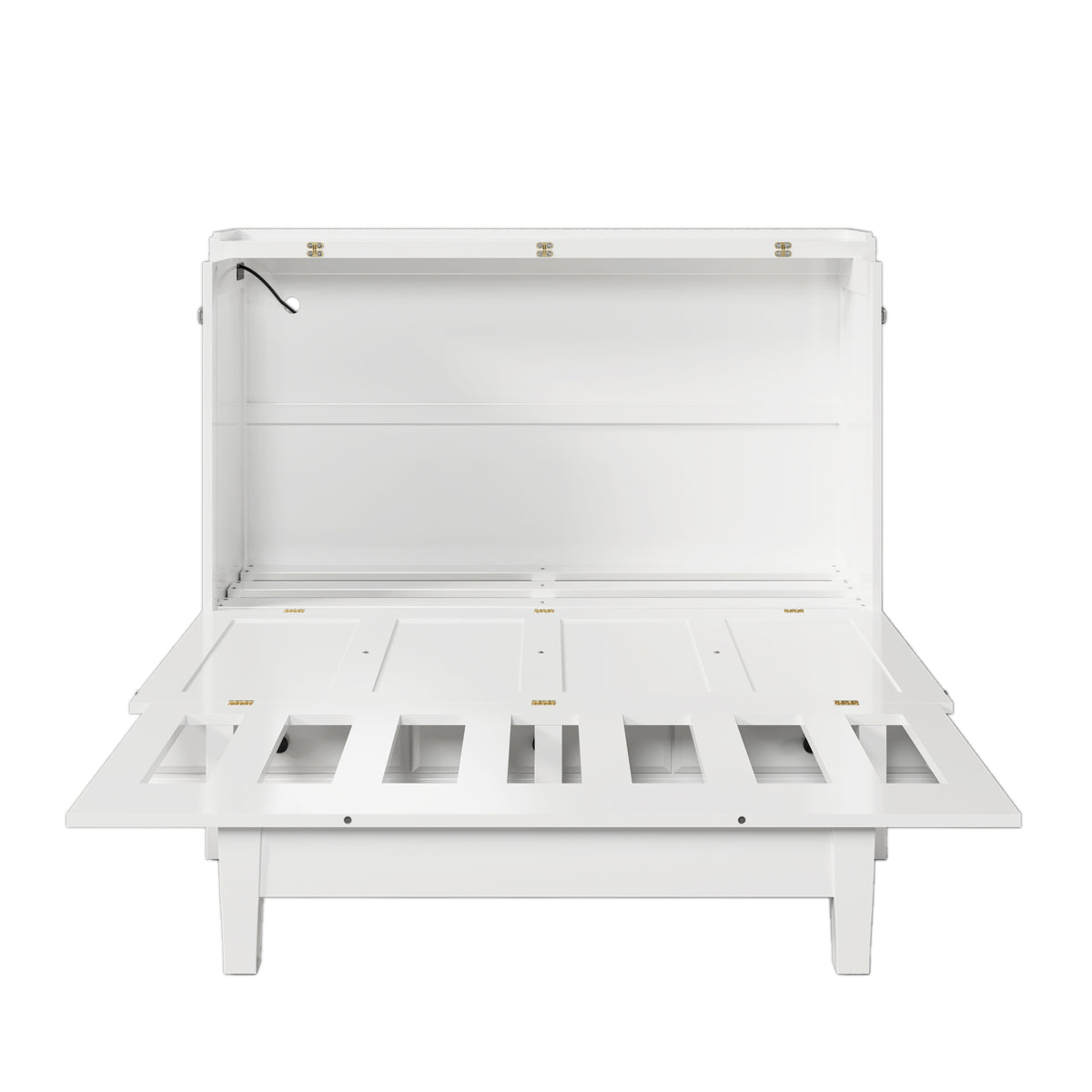 variant-group:rf-n701bs701p170503k|Roomfitters Queen Size Murphy Bed Cabinet with Charging Station and Storage Drawer, Freestanding Fold Out Guest Bed, White
