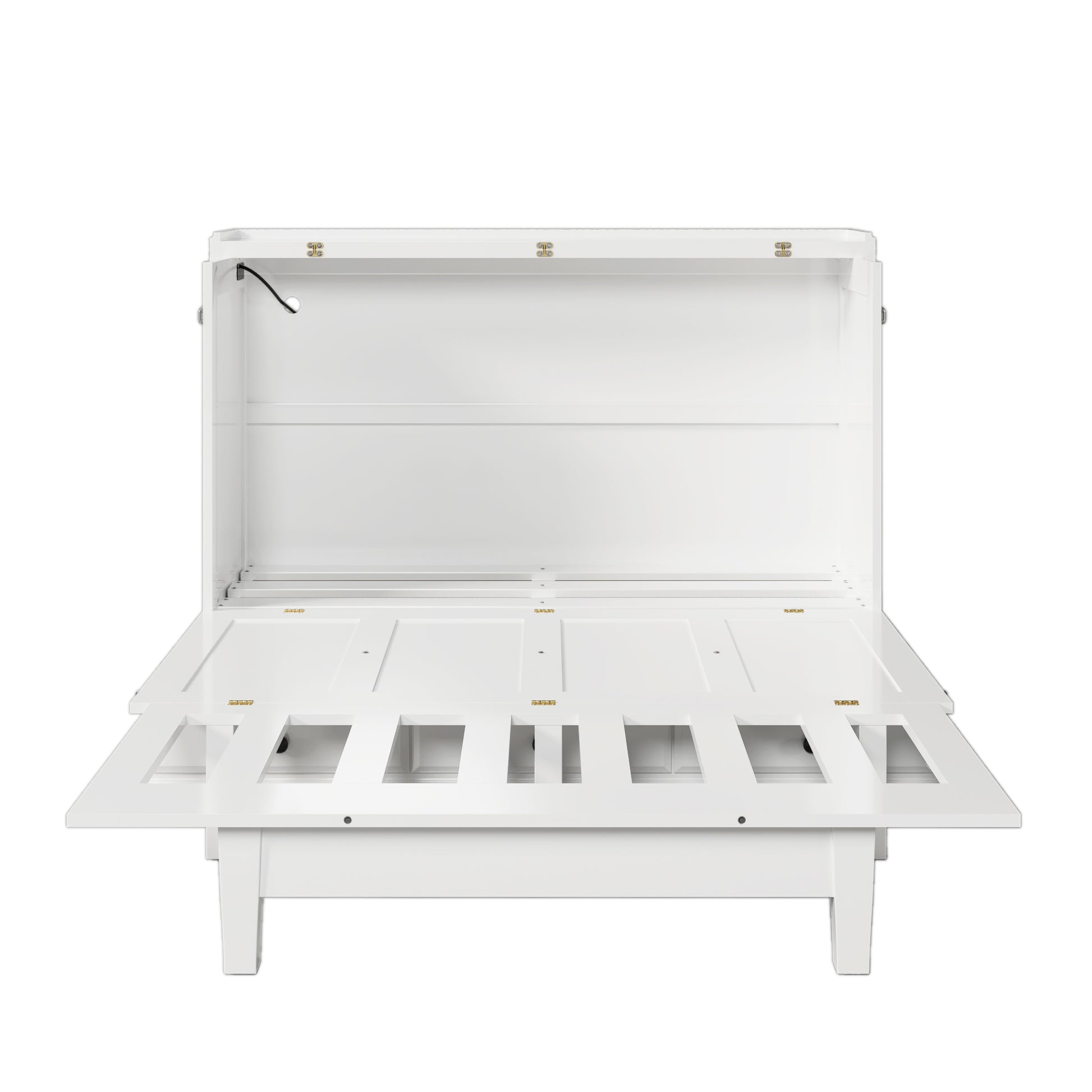 variant-group:rf-n701bs701p170503k|Roomfitters Queen Size Murphy Bed Cabinet with Charging Station and Storage Drawer, Freestanding Fold Out Guest Bed, White