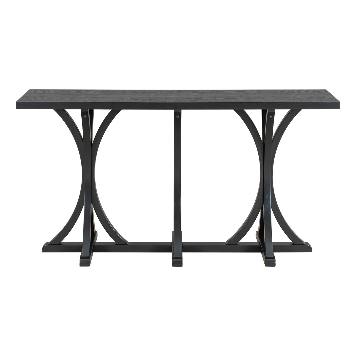 variant-group:rf-n711p295300b|Roomfitters 59.8" Console Table with Oak Veneer Top, Modern Arched Leg Entryway Sofa Table for Hallway & Living Room, Black