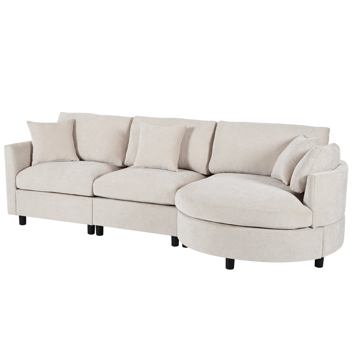 variant-group:rf-n711wy000461aaa|Roomfitters 107" Chenille Fabric 3-Piece Sectional Sofa, Modern Large L-Shaped Couch with Rounded Curved Chaise, Beige