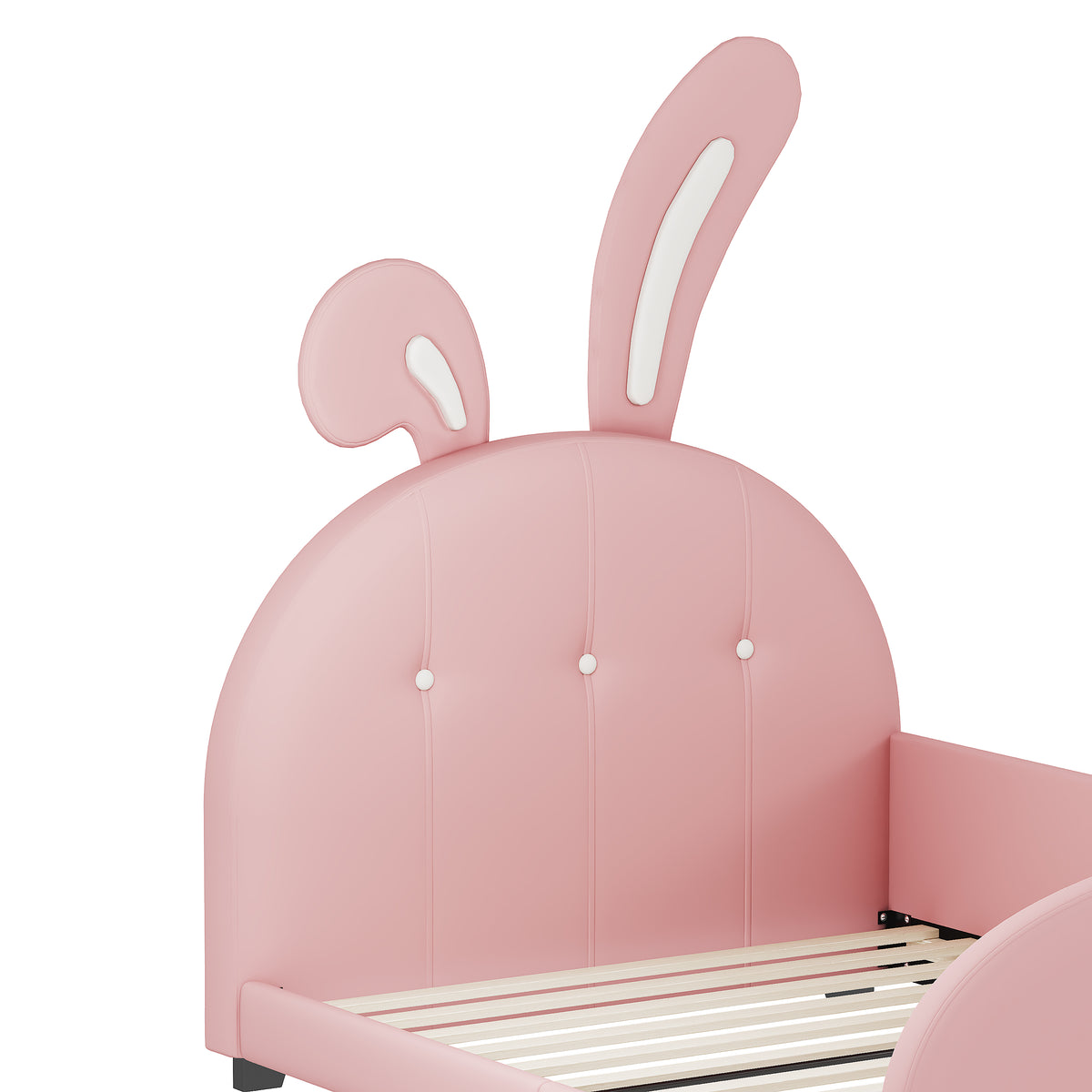 variant-group:rf-n733p198764h|Roomfitters Rabbit-Shaped Princess Twin Platform Bed with Upholstered Headboard and Footboard, Pink