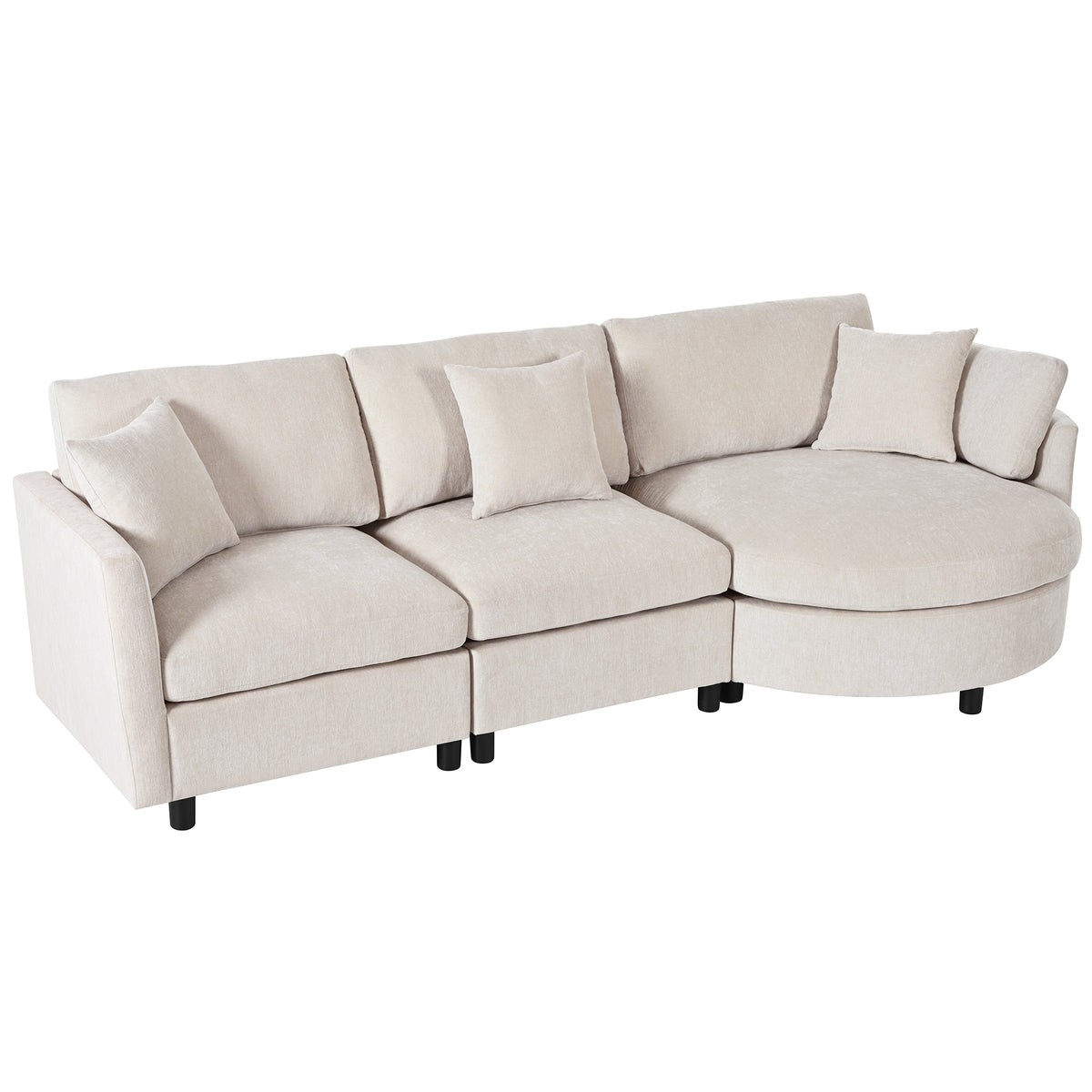 variant-group:rf-n711wy000461aaa|Roomfitters 107" Chenille Fabric 3-Piece Sectional Sofa, Modern Large L-Shaped Couch with Rounded Curved Chaise, Beige