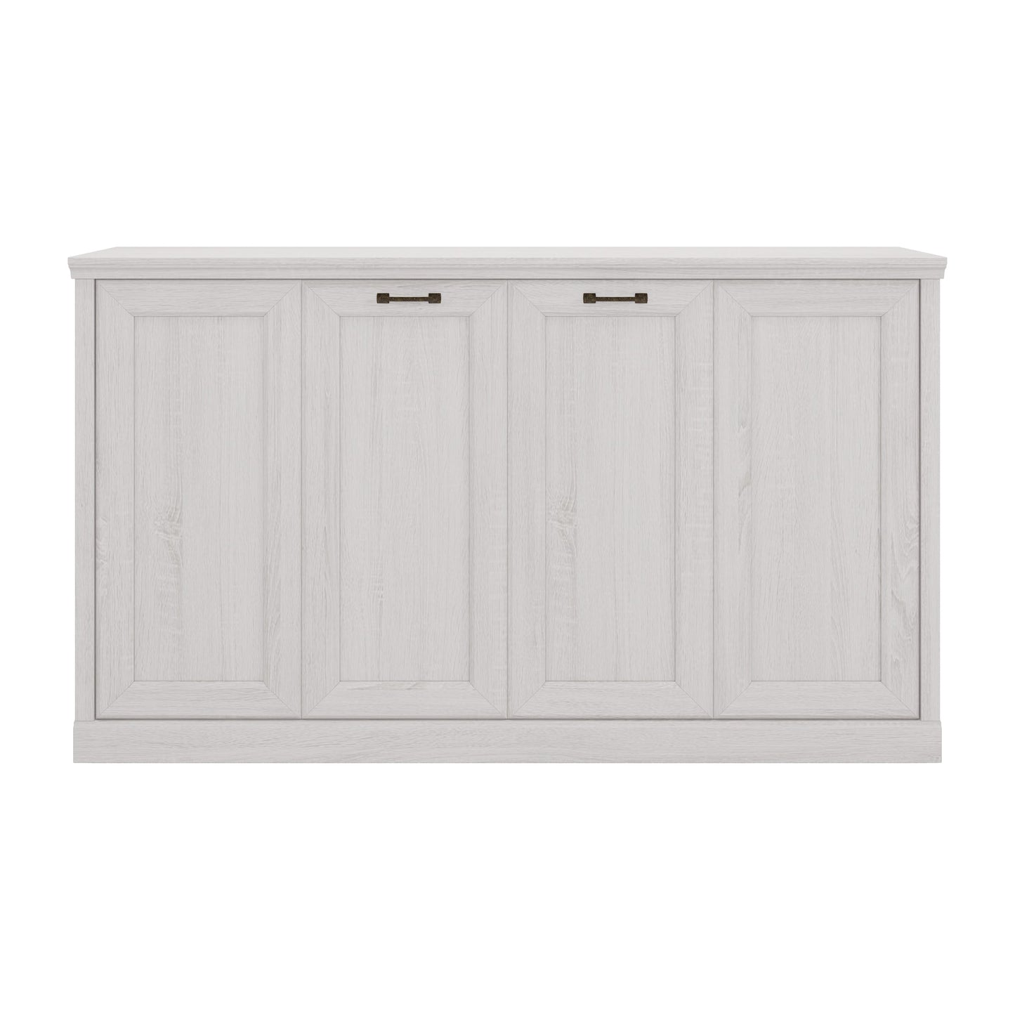 Roomfitters Twin Size Horizontal Murphy Bed Frame, Hideaway Cabinet Wall Bed, Dual Piston System Guest Room, Rustic White Roomfitters