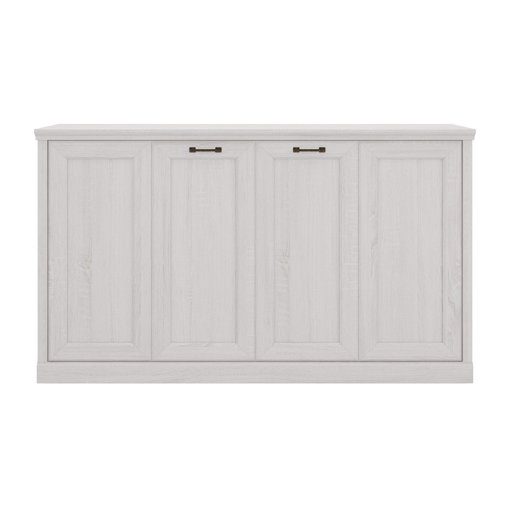 Roomfitters Twin Size Horizontal Murphy Bed Frame, Hideaway Cabinet Wall Bed, Dual Piston System Guest Room, Rustic White Roomfitters