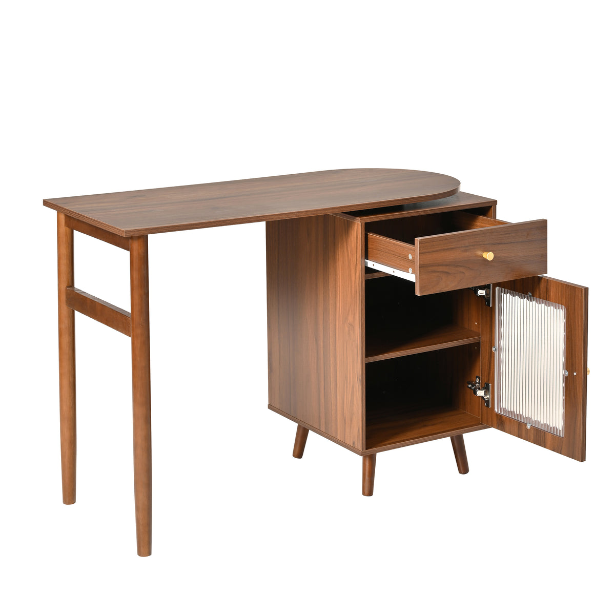 variant-group:rf-n733s363716d|Roomfitters Rotating L-Shaped Computer Desk with Shelves and Storage, 90° Swivel Office Writing Desk, Walnut