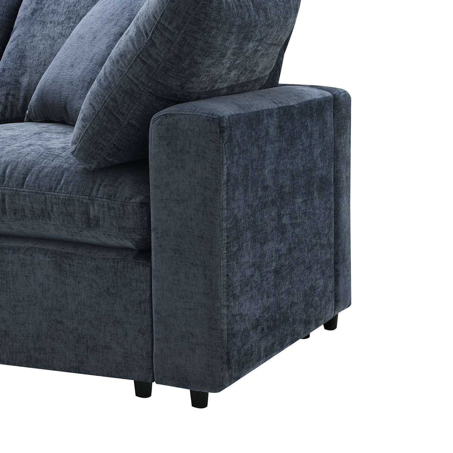Roomfitters 130 Inch U-Shaped Modular Sectional Sofa Bed, Cloud Sleeper Couch with Plush Cushions for Living Room, Dark Blue Roomfitters