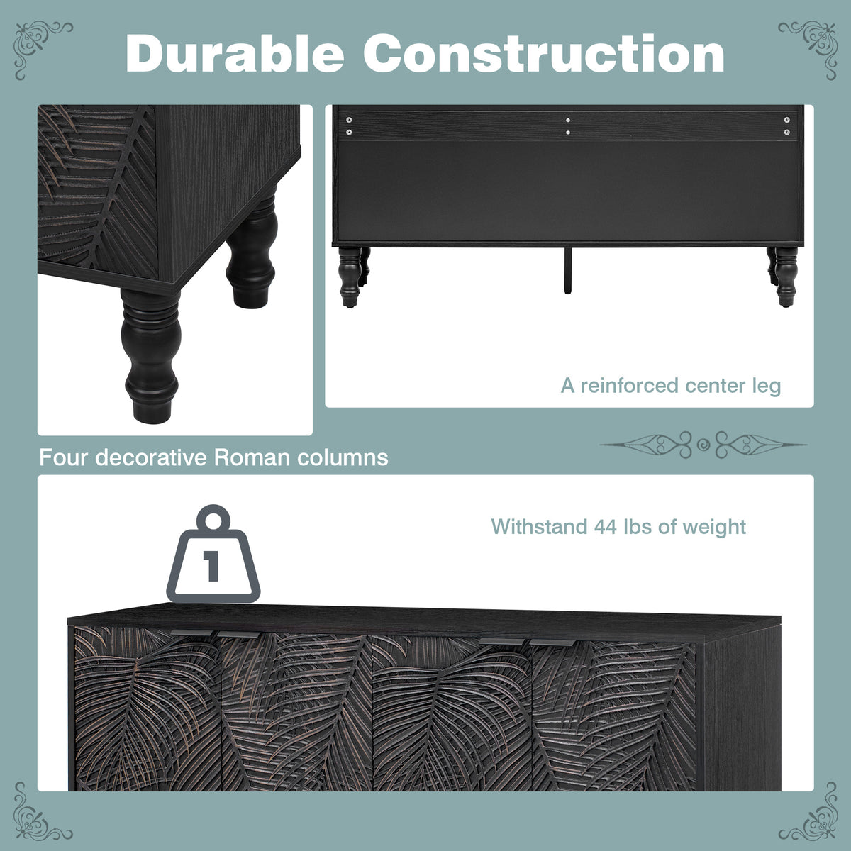 variant-group:rf-n724p233372b|Roomfitters Modern TV Stand for up to 43 Inch TV, Entertainment Console with Storage Compartments and Wood Legs, Black