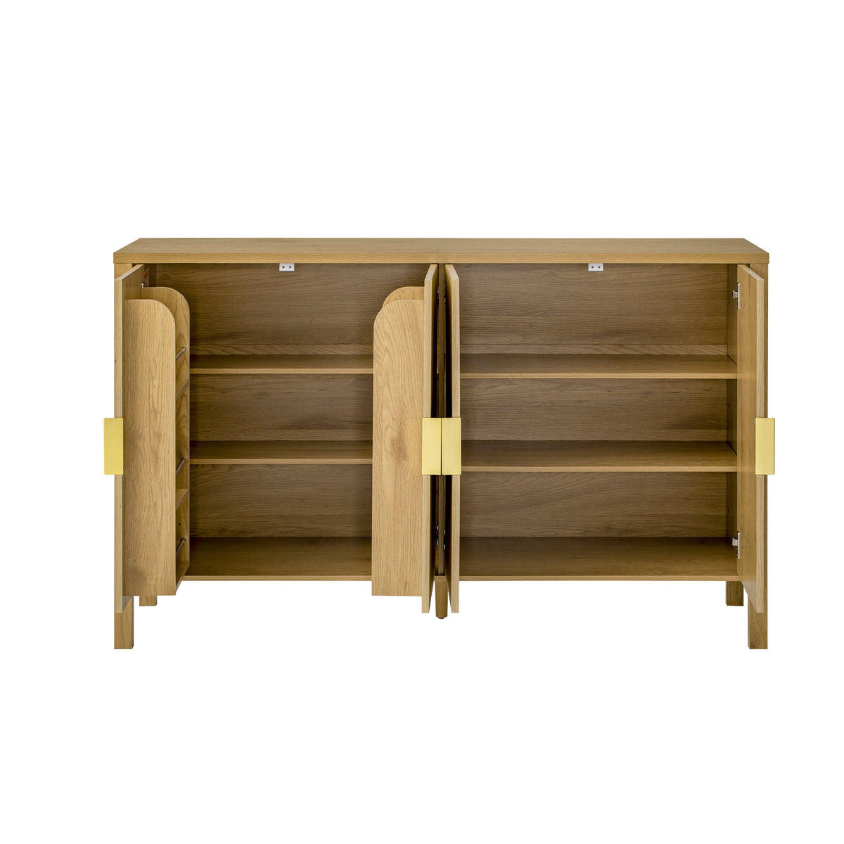 variant-group:rf-n711p345170o|Roomfitters 57.5" Sideboard Buffet Cabinet with 3 Door Mid-century Modern Fluted Storage for Kitchen & Dining Room, Natural