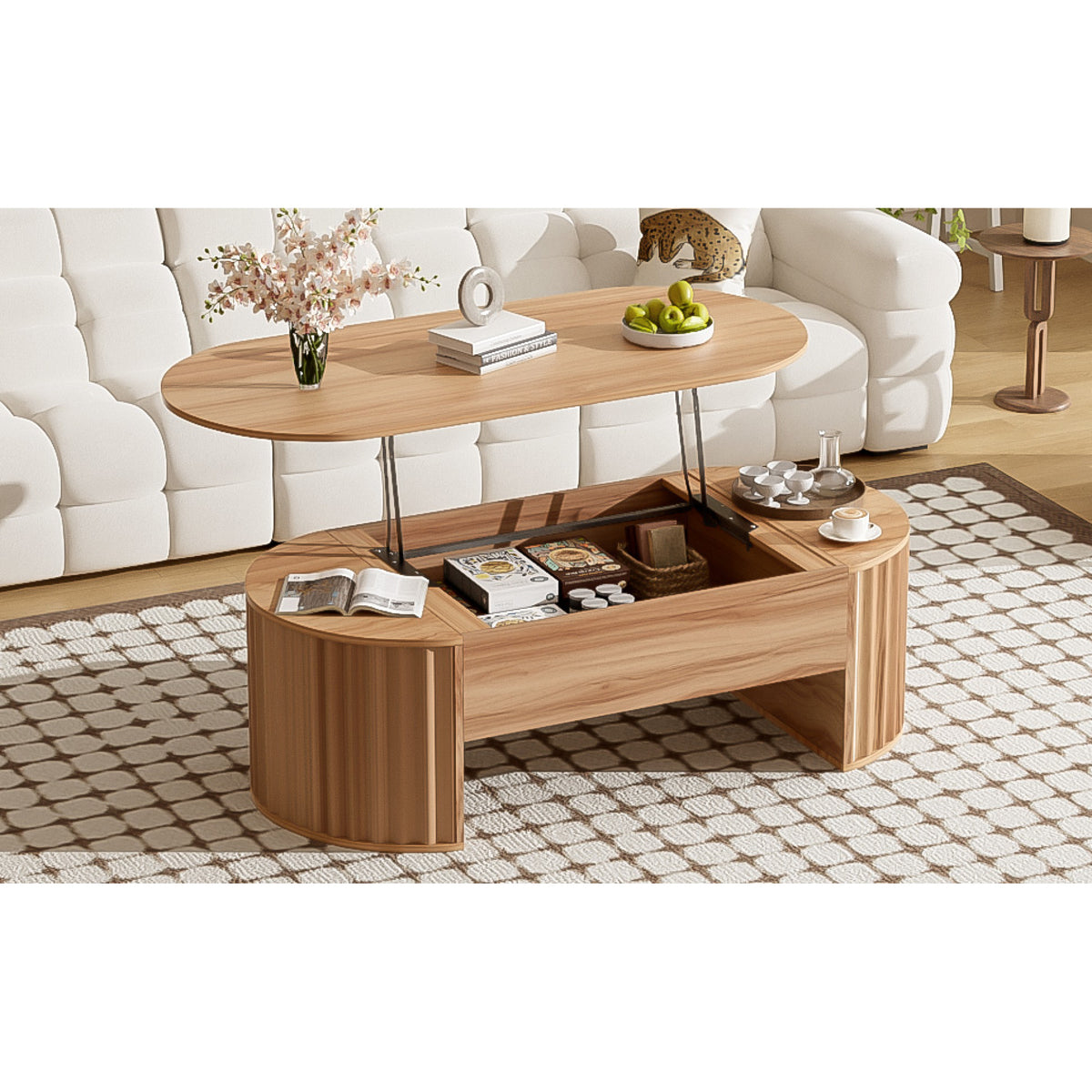 variant-group:rf-n724p391007n|Roomfitters 47.2" Lift Top Coffee Table with Hidden Compartment, Oval Center Table, Acacia