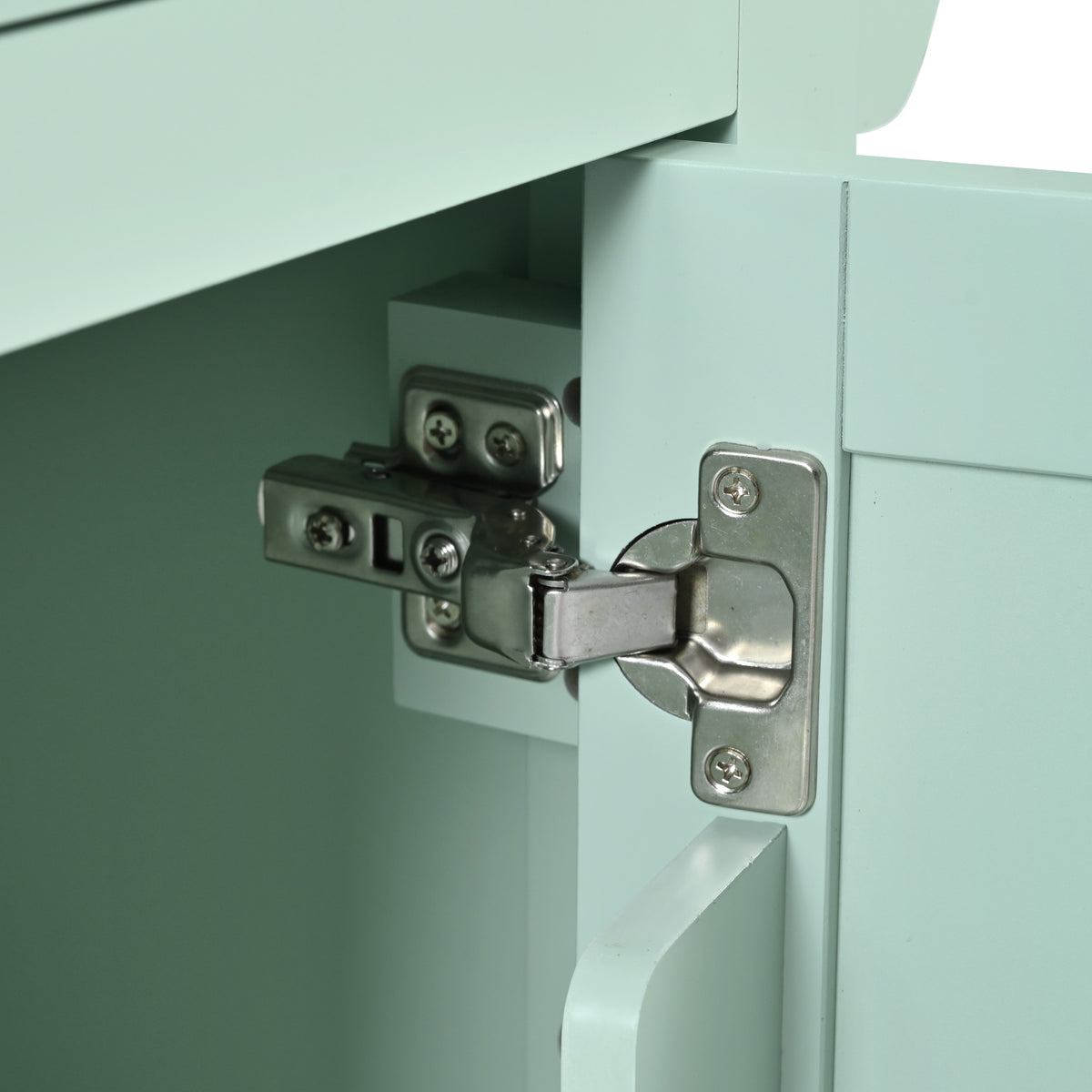 variant-group:rf-n707wf298028aae|Roomfitters Kitchen Cart with Rubber Wood Drop-Leaf Countertop, Cabinet Door Storage Racks, 5-Wheel Kitchen Island with Storage Cabinet & 3 Drawers, Mint Green
