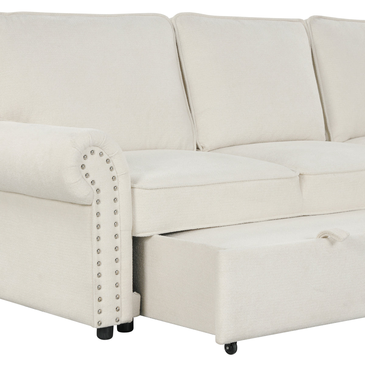 variant-group:rf-n711wy000466aaa|Roomfitters 95" Convertible Sectional Sleeper Sofa L-Shaped Couch with Storage Chaise and Pull Out Bed for Living Room, Beige