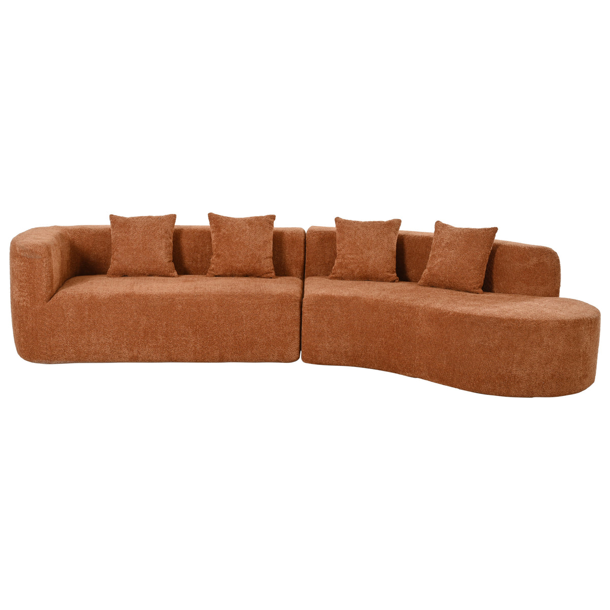 variant-group:rf-n711wy000456aao|Roomfitters 132" Sectional Sofa, Modern Curved Design L-Shaped Modular Couch for Living Room Furniture, Orange