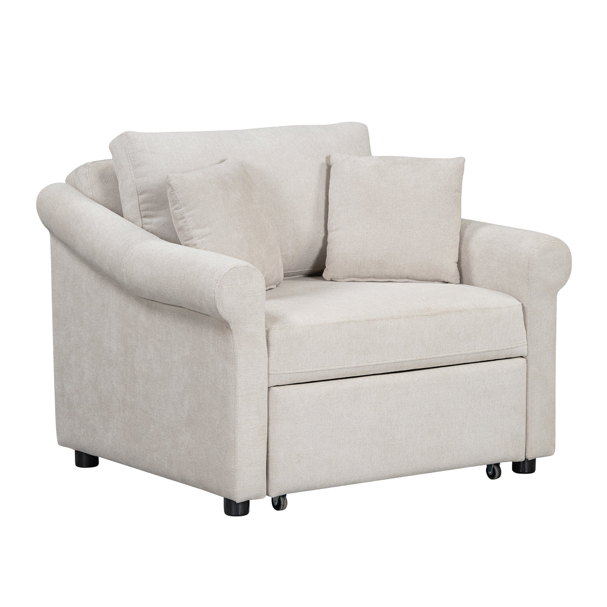 variant-group:rf-n701bs701p468429c|Roomfitters Chenille Convertible Sleeper Chair, 3 in 1 Single Sofa Bed Lounger, Adjustable Backrest Pull Out Bed, Beige