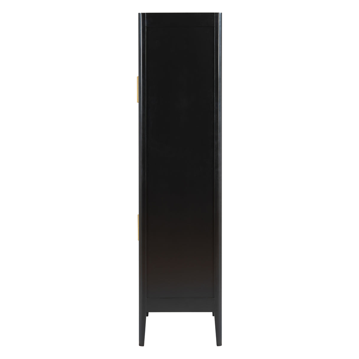 variant-group:rf-n711wy000539aab|Roomfitters Modern Black Fluted 4-Door Tall Wine Bar Storage Cabinet, Glass Display Rack, Built-In LED Lighting