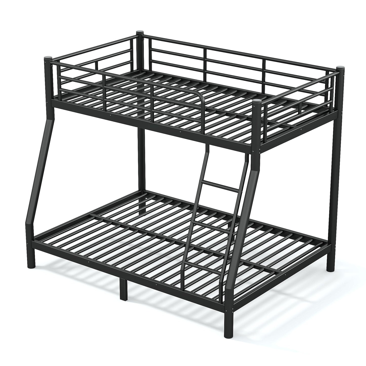 Roomfitters Twin over Full Bunk Bed Frame for Teens Adults, Heavy Duty Metal Round Tube Noise Free No Box Spring, Black