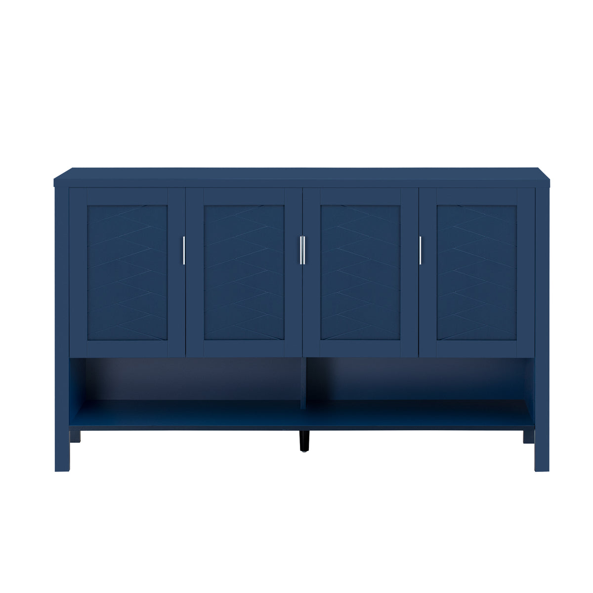 variant-group:rf-n711p345165v|Roomfitters Sideboard Buffet Cabinet with 4 Door Mid-century Modern Geometric Storage and Open Shelf for Kitchen & Dining, Blue