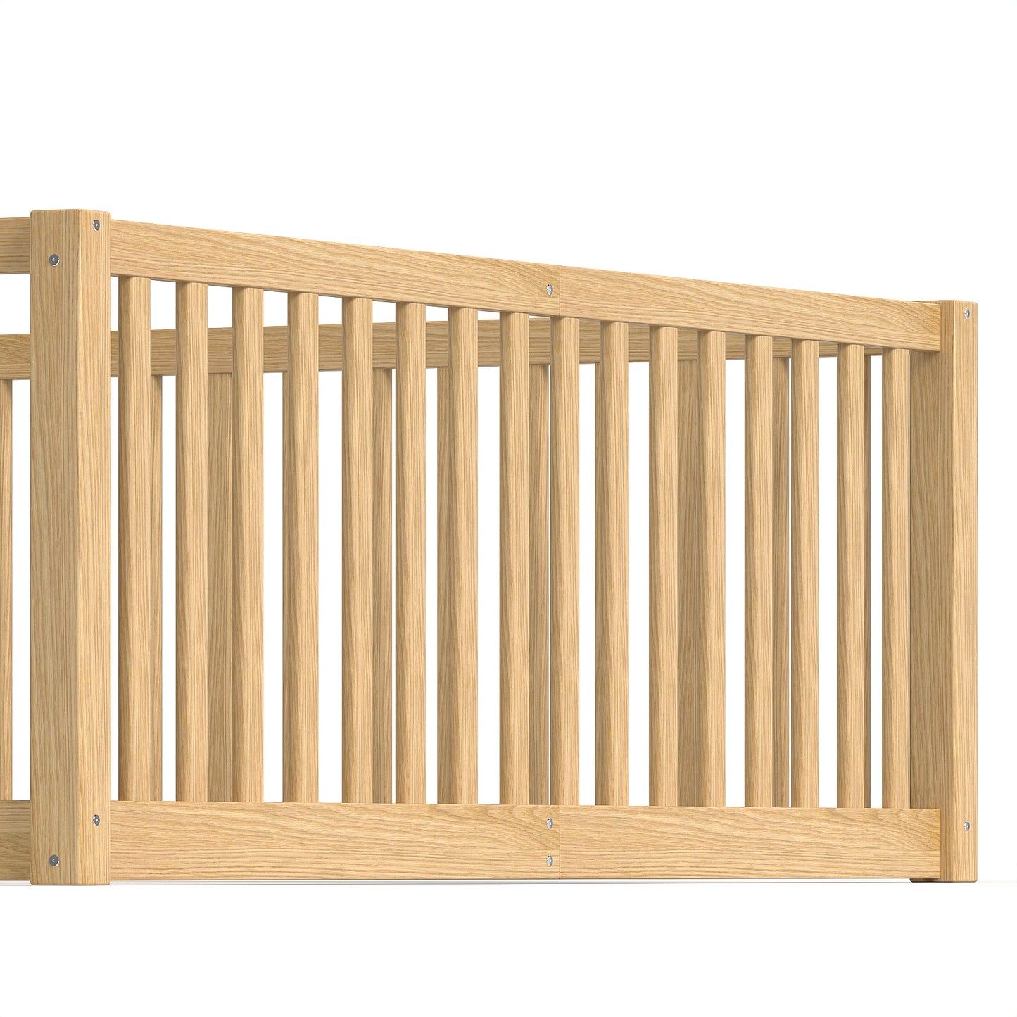 variant-group:rf-w1580p417673|Roomfitters Queen Size Wooden Floor Bed with Safety Guardrails Door, Solid Wood Low Profile Toddler Bed Frame, Natural