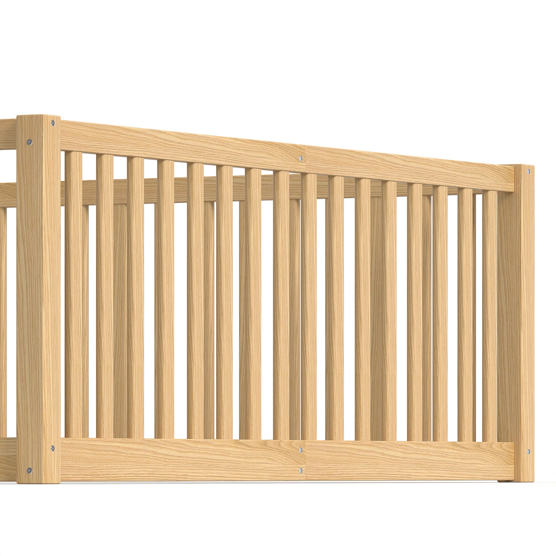 variant-group:rf-w1580p417673|Roomfitters Queen Size Wooden Floor Bed with Safety Guardrails Door, Solid Wood Low Profile Toddler Bed Frame, Natural
