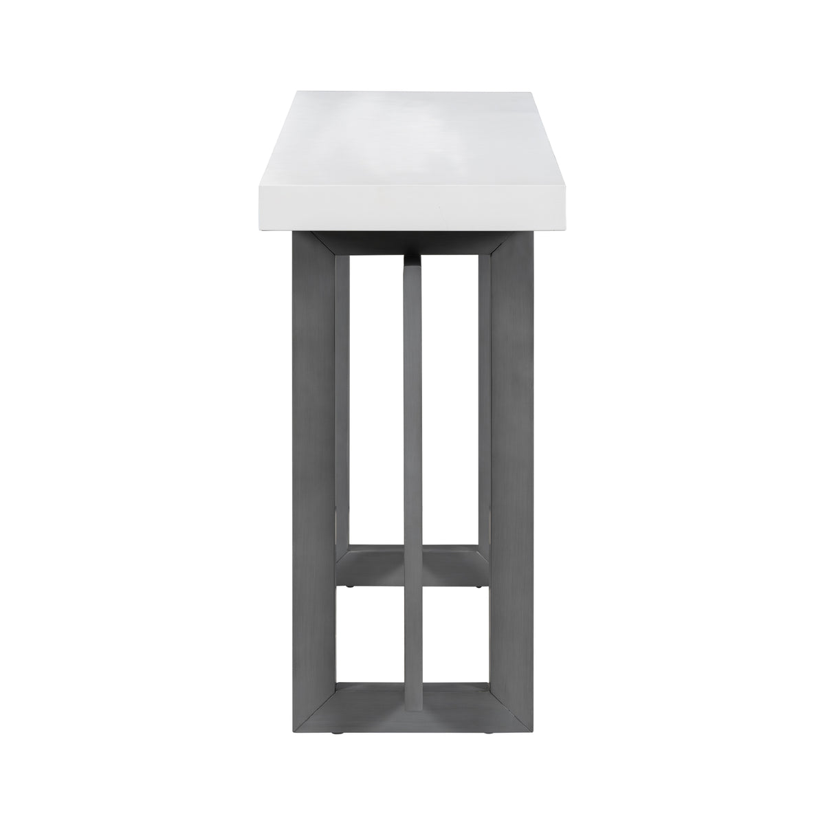 variant-group:rf-n711p410422m|Roomfitters Contemporary Dark Grey and White Pine Veneer Extra Long Console Table with Unique Triple Rectangle Solid Wood Legs