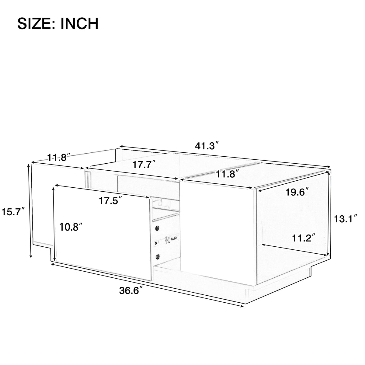 variant-group:rf-n724p290056k|Roomfitters Modern Center Coffee Table with High Gloss Finish, Glass Top and Hidden Storage Compartments, White