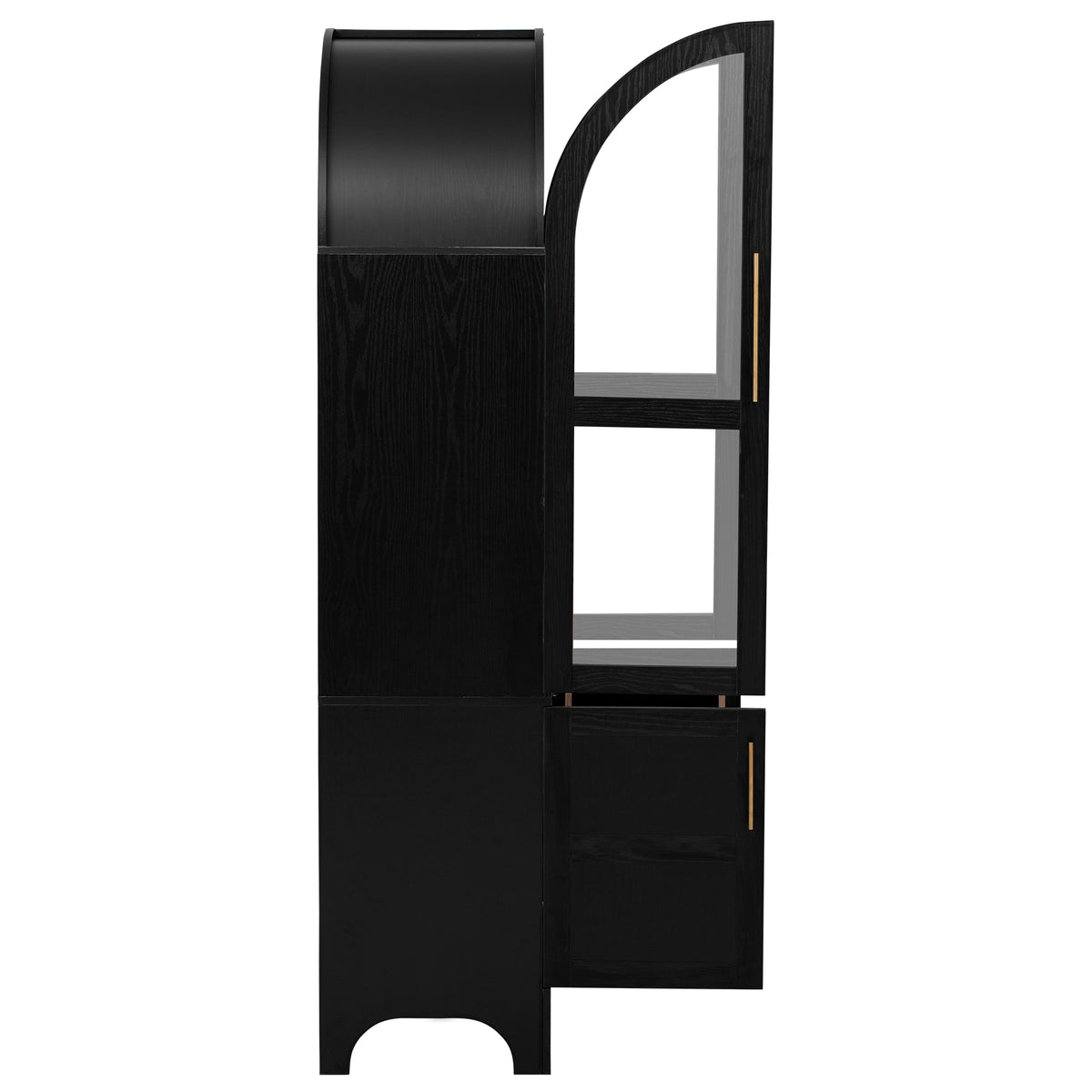 variant-group:rf-n707s288969b|Roomfitters 71" Pantry Cabinet with Arched Top & Glass Doors, 4-Door Storage Hutch with Adjustable Shelves for Kitchen, Black
