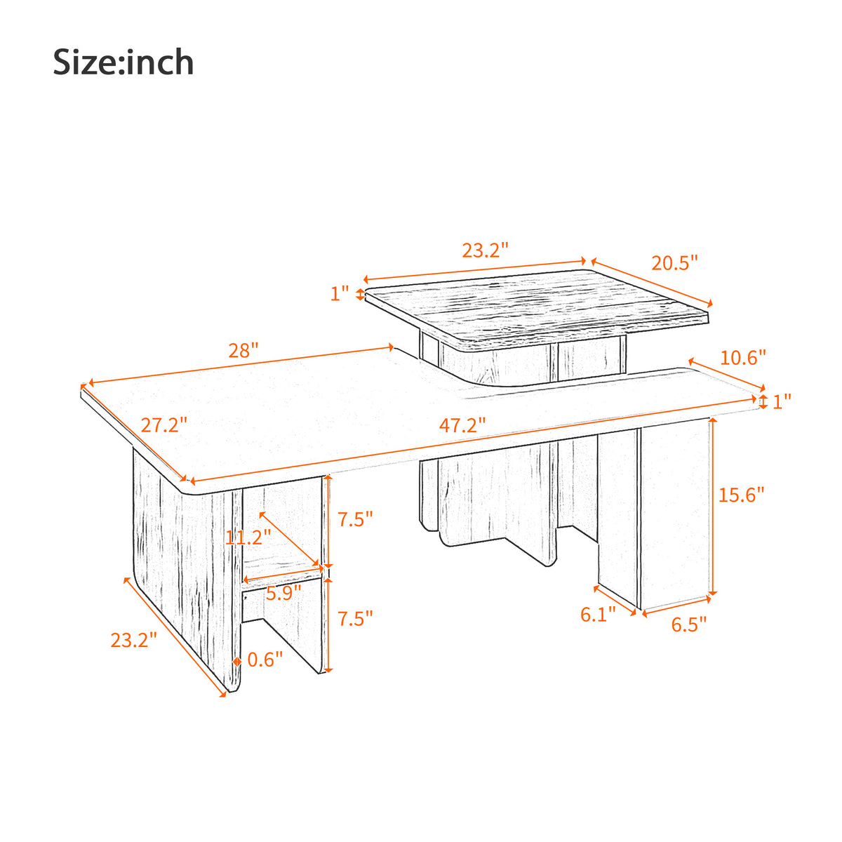 variant-group:rf-n724p294661k|Roomfitters Farmhouse Nesting Coffee Table Set of 2, Rectangle Wood Finish Accent Tables for Living Room and Sofa Side, White