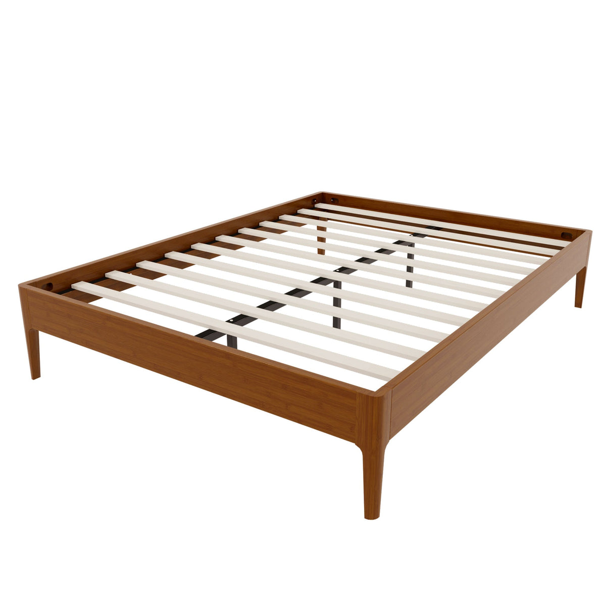 Roomfitters 15 Inch Queen Size Solid Bamboo Wood Platform Bed Frame, Noise Free Metal Support, No Box Spring, Brown Roomfitters