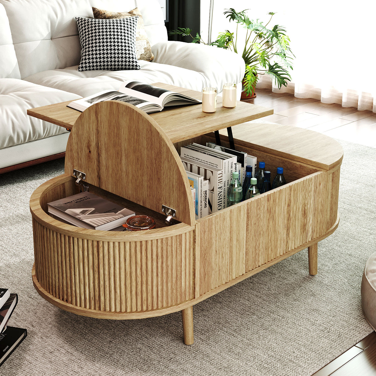 variant-group:rf-n724p416050d|Roomfitters Minimalist Oval Lift-Top Coffee Table with Wood Wave Grain Finish, Acacia Wood