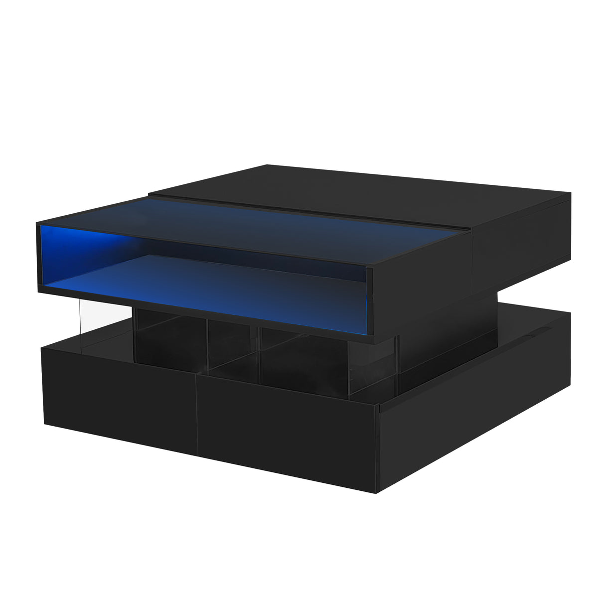 variant-group:rf-n724p290043b|Roomfitters Lift-Top Square Coffee Table with Glass Surface, Hidden Storage, High Gloss Finish, Black