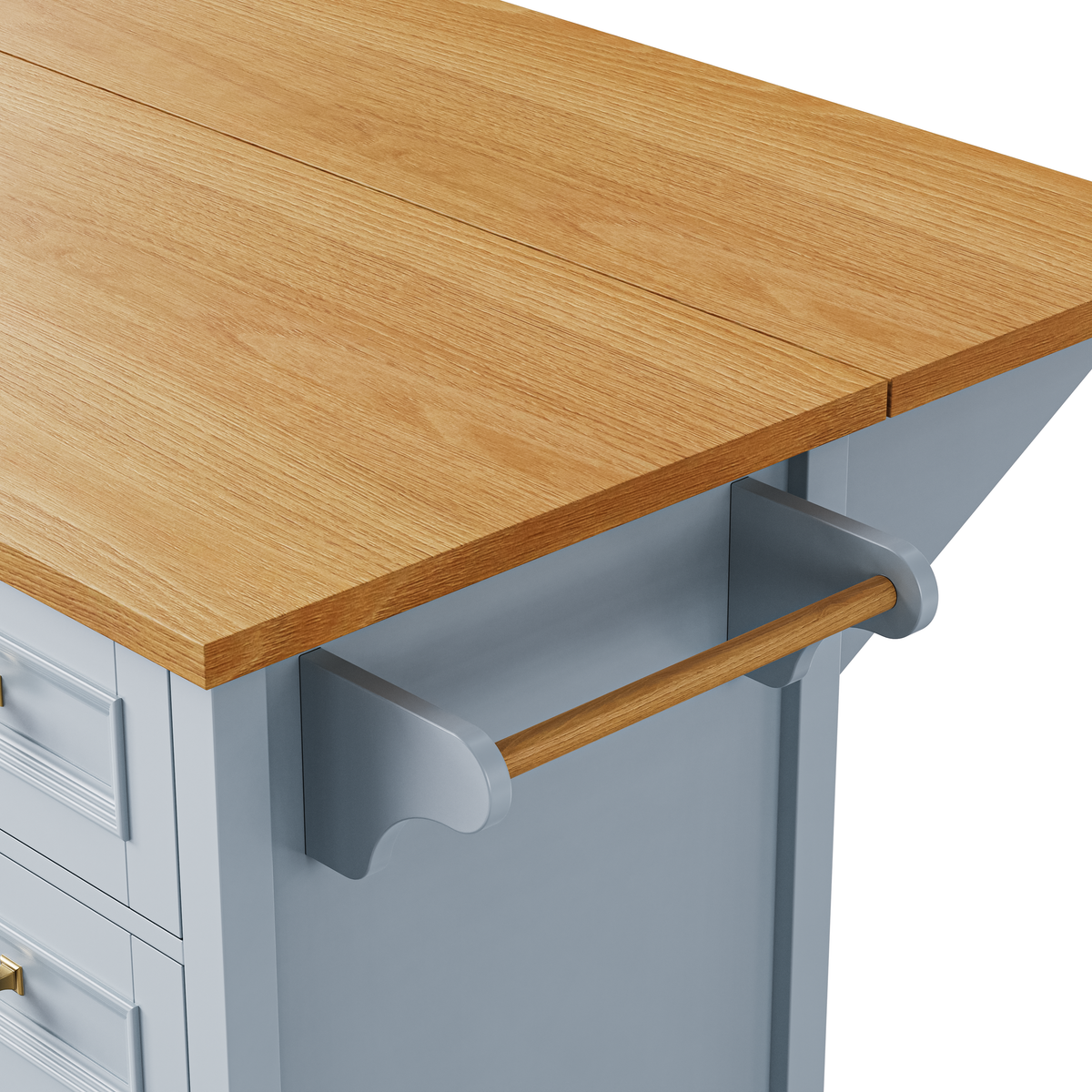 variant-group:rf-n707p195393g|Roomfitters 52" Kitchen Island with Drop Leaf, Rolling Kitchen Cart with Storage Cabinet, Spice Rack, Towel Rack, Adjustable Shelf, Blue Grey
