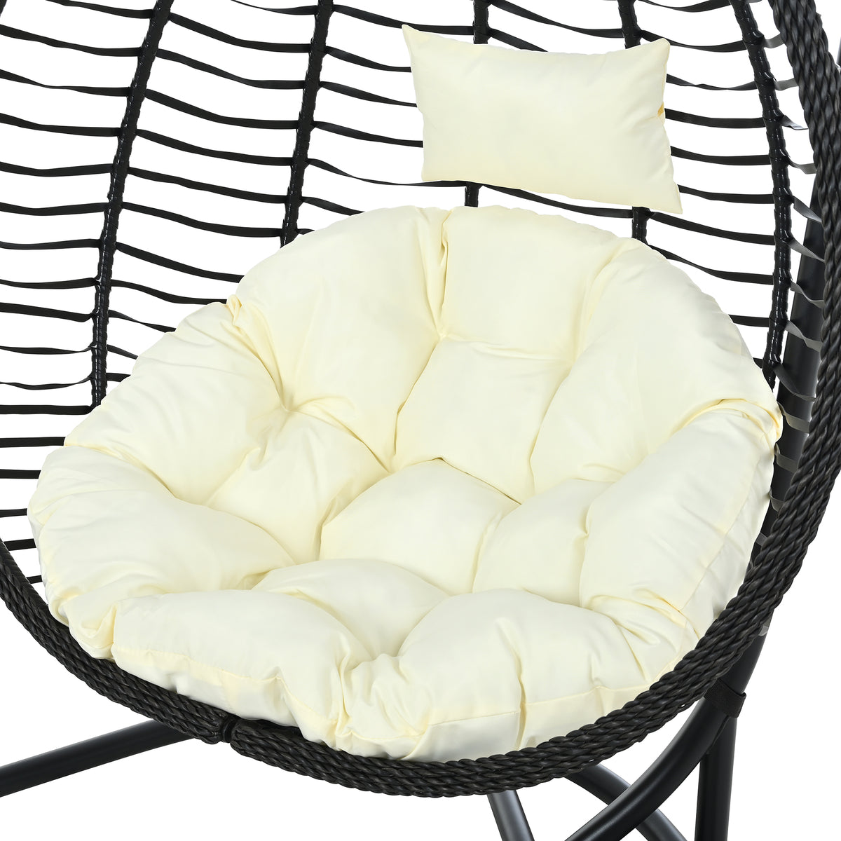 variant-group:rf-n711p389502a|Roomfitters Indoor Outdoor Hanging Egg Hammock Chair with Stand, Wicker Rattan Swing for Patio and Bedroom, Black+Beige