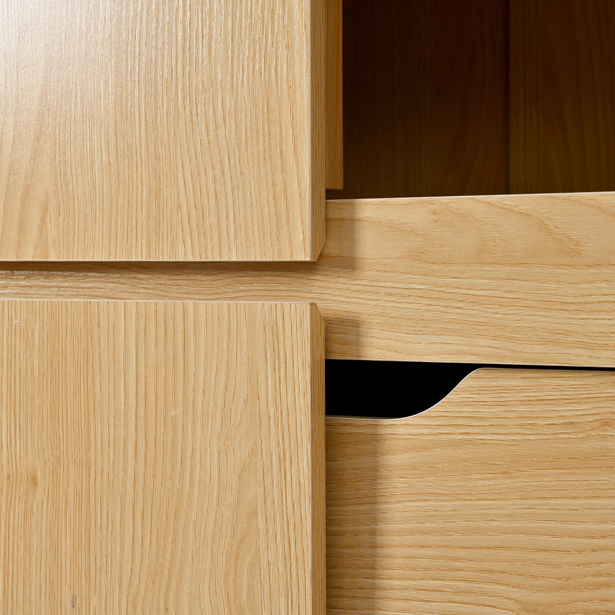 variant-group:rf-n707s000021y|Roomfitters 72" Tall Farmhouse Kitchen Pantry Cabinet with Curved Profile & 8 Door Shelves, Natural Oak