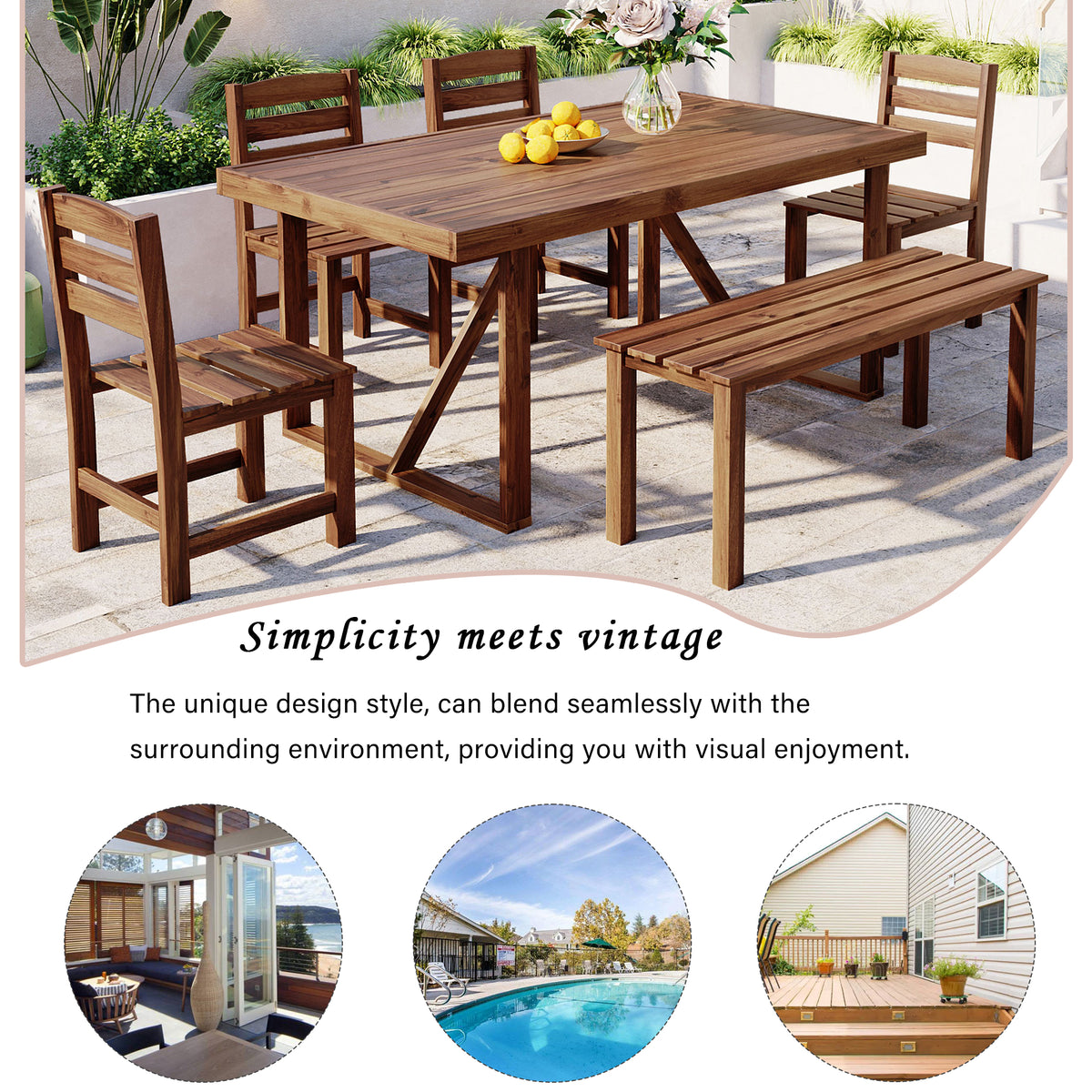 variant-group:rf-n711wy000432aae|Roomfitters High-Quality Acacia Wood Outdoor Table and Chair Set for Patio, Balcony, Backyard, Brown