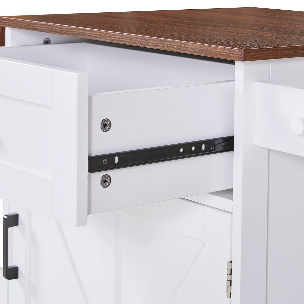 variant-group:rf-n707p404539w|Roomfitters 39.3" Kitchen Island with Drop Leaf, Rolling Kitchen Cart with Storage Drawer and Spice Rack, Modern Style, White