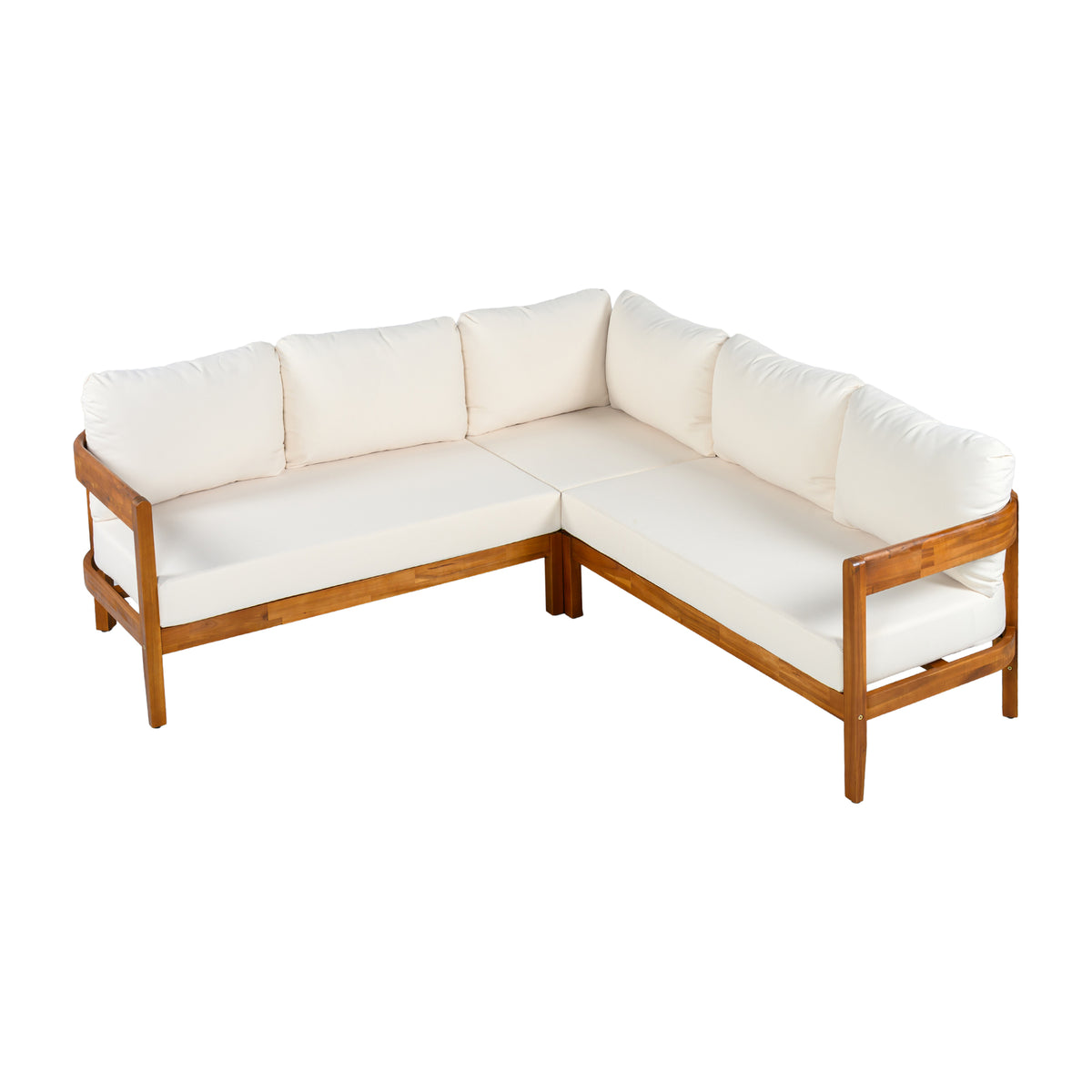 variant-group:rf-n711wy000481aaa|Roomfitters Modern Coastal White Solid Acacia Wood L-Shaped Outdoor Patio Sectional Sofa Conversation Seating Set