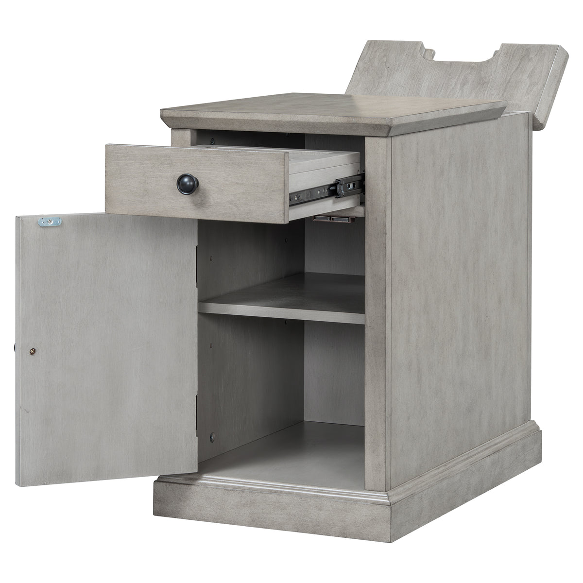 variant-group:rf-n724p353565e|Roomfitters Classic Charging End Table with USB Ports and Storage Drawer, Antique Gray