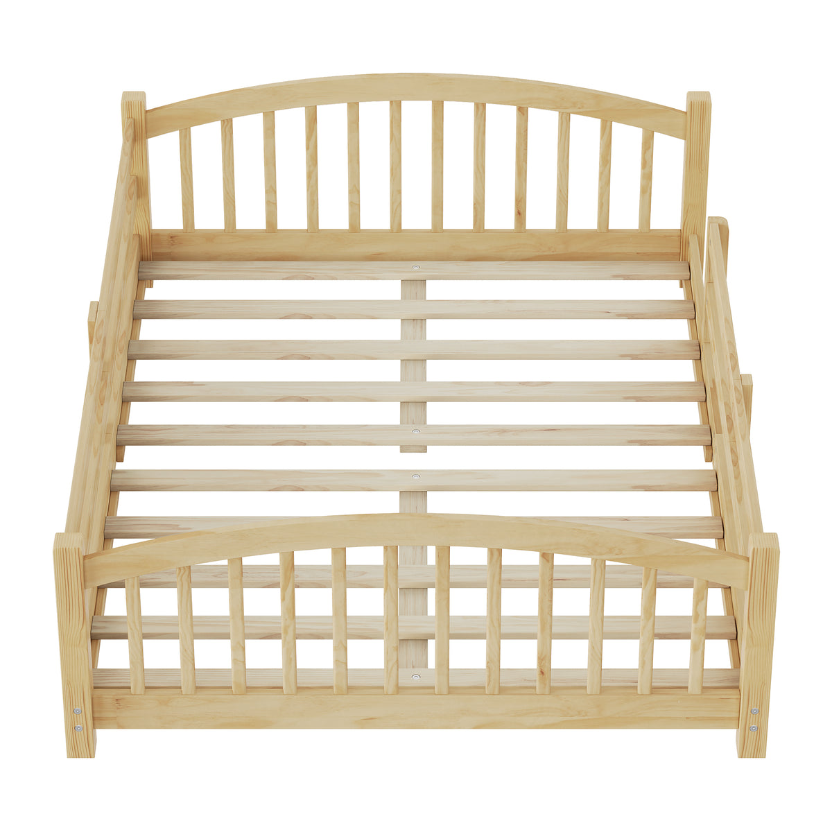 variant-group:rf-n733p400299n|Roomfitters Full Montessori Floor Bed with Guardrails, Solid Wood Low Platform Bed with Slats, Easy Assembly, Natural