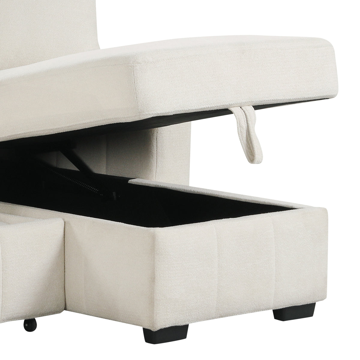 variant-group:rf-n711wy000467aaa|Roomfitters 90" L-Shaped Sectional Sleeper Sofa with Storage Chaise and Pull Out Bed, Fold Down Cup Holder Table, Beige
