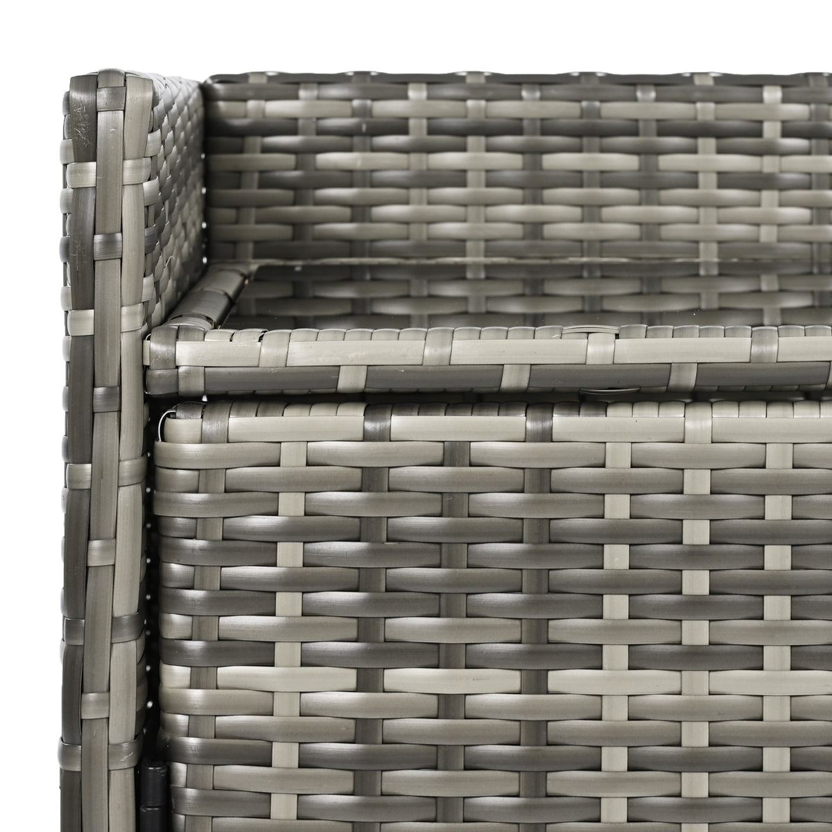 variant-group:rf-n707p233745g|Roomfitters 47.5" Wicker Outdoor Storage Cabinet, Rattan Bar Table with Glass Top, Adjustable Shelf, 3 Doors, Grey