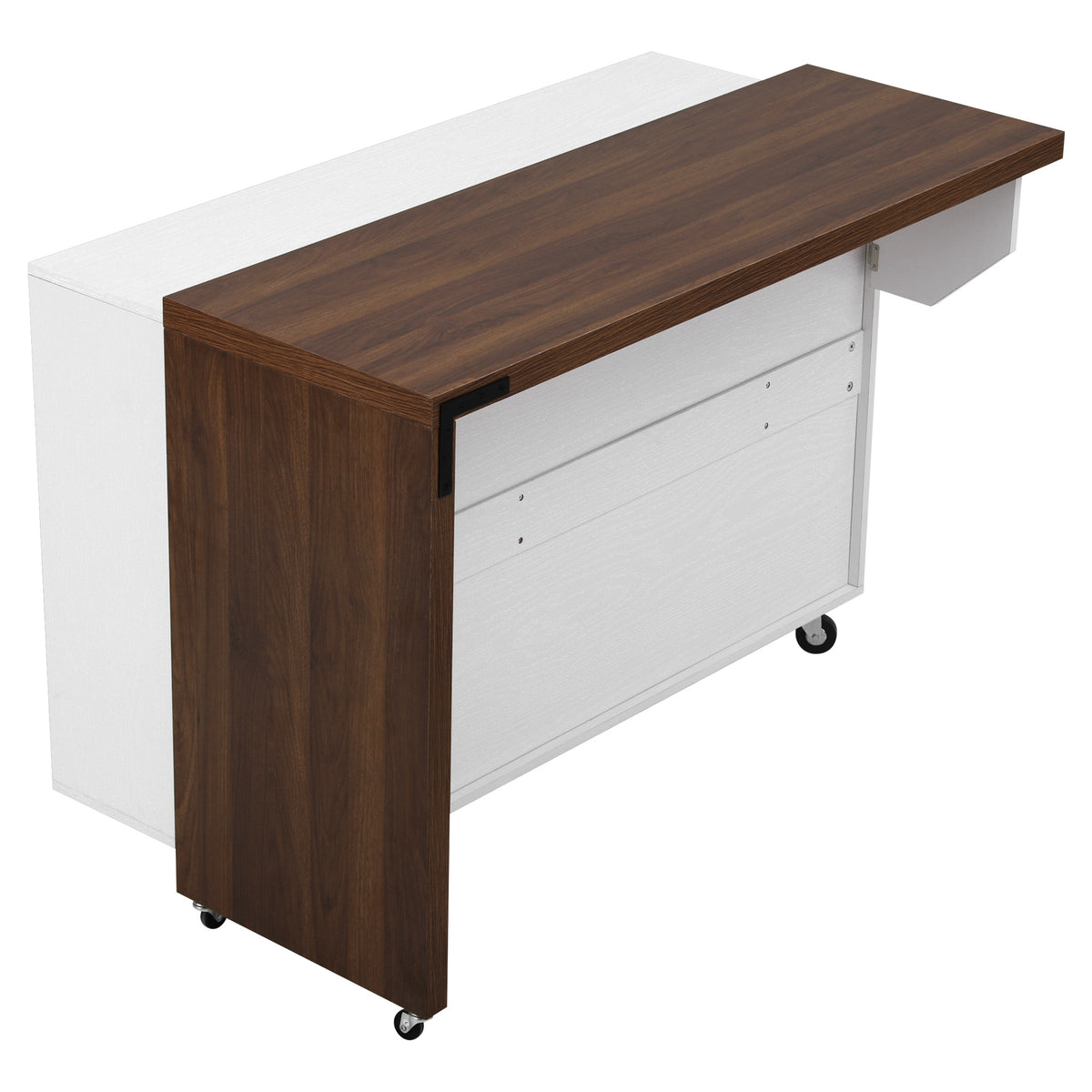 variant-group:rf-n707s000026w|Roomfitters 102.3" Kitchen Island with Tilt Out Trash Can Cabinet, Rolling Storage Cart, Slide-out Spice Rack, White