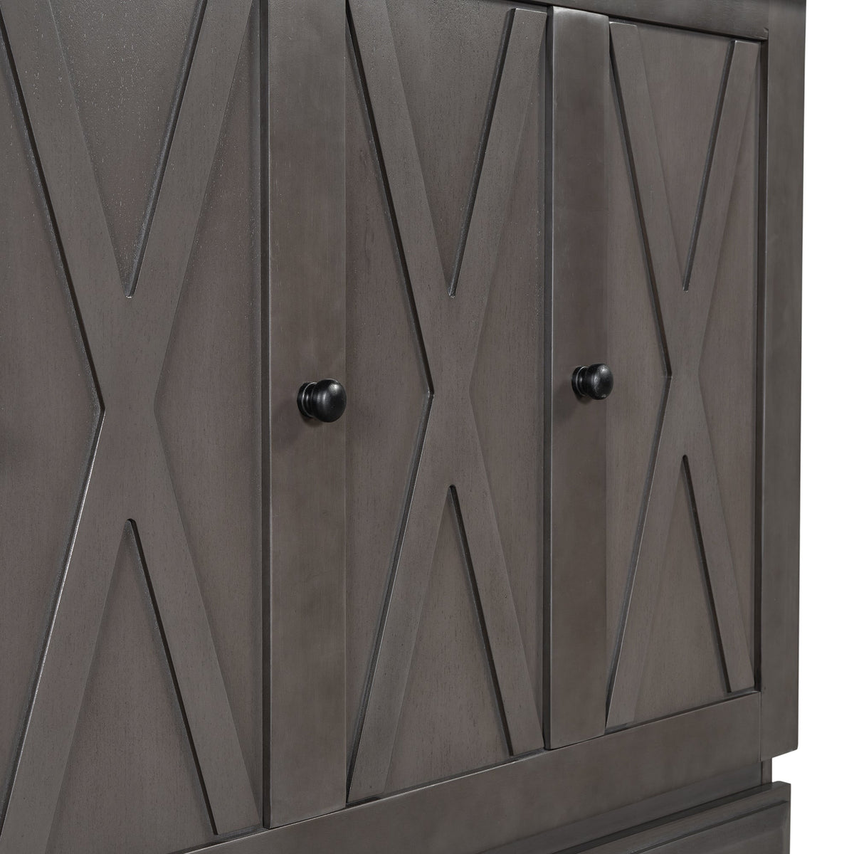 Roomfitters Full Size Solid Wood Murphy Bed Chest Cabinet, Farmhouse Wall Bed Charging Station Storage Drawer, Grey Roomfitters