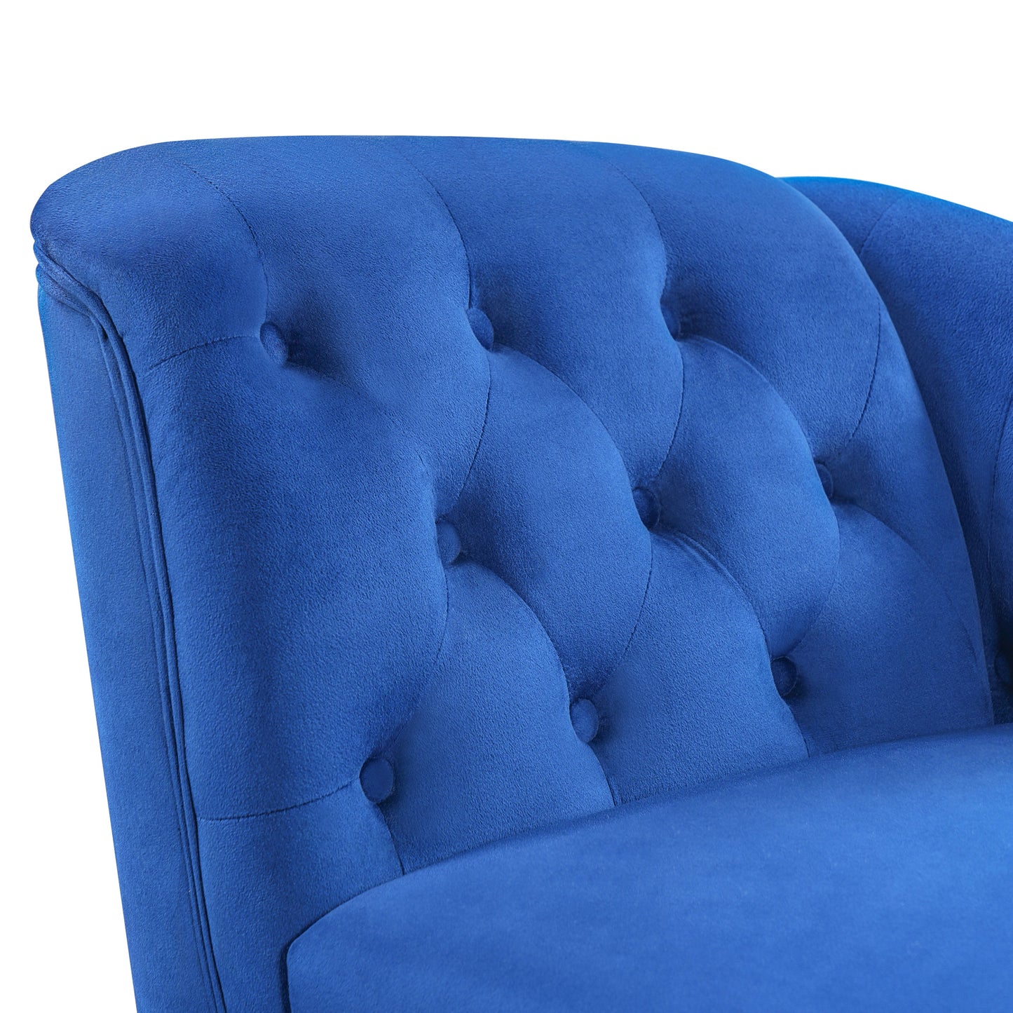 Roomfitters 58 Inch Fainting Couch, Velvet Upholstered Chaise Lounge Sofa with Button-Detailed Back & Nailhead Trim, Blue Roomfitters