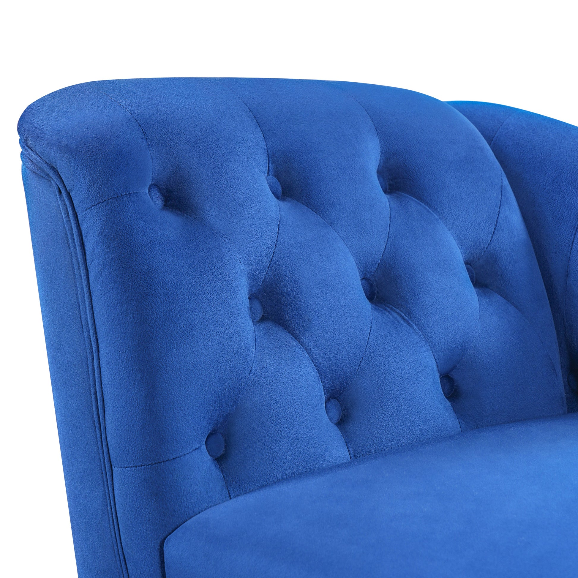 Roomfitters 58 Inch Fainting Couch, Velvet Upholstered Chaise Lounge Sofa with Button-Detailed Back & Nailhead Trim, Blue Roomfitters