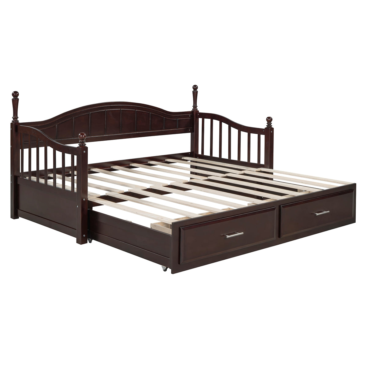 variant-group:rf-n733s173459p|Roomfitters Wooden Twin Size Daybed with Expandable Design, Twin Trundle and Two Practical Storage Drawers, Espresso