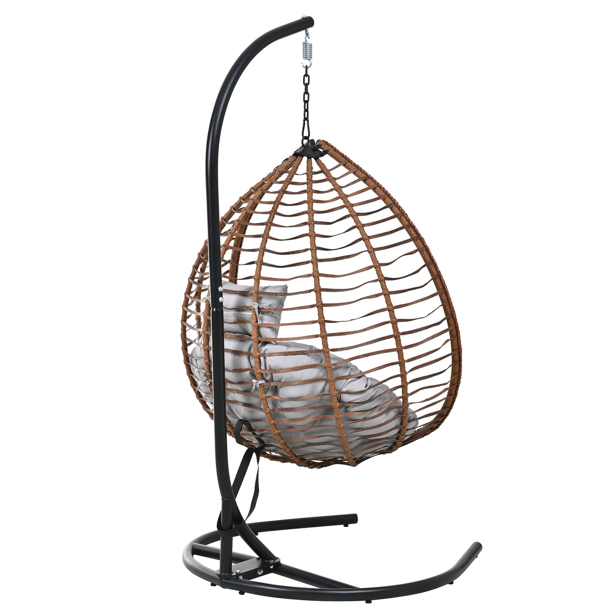 variant-group:rf-n711p389502g|Roomfitters Indoor Outdoor Hanging Egg Hammock Chair with Stand, Wicker Rattan Swing for Patio and Bedroom, Brown+Gray