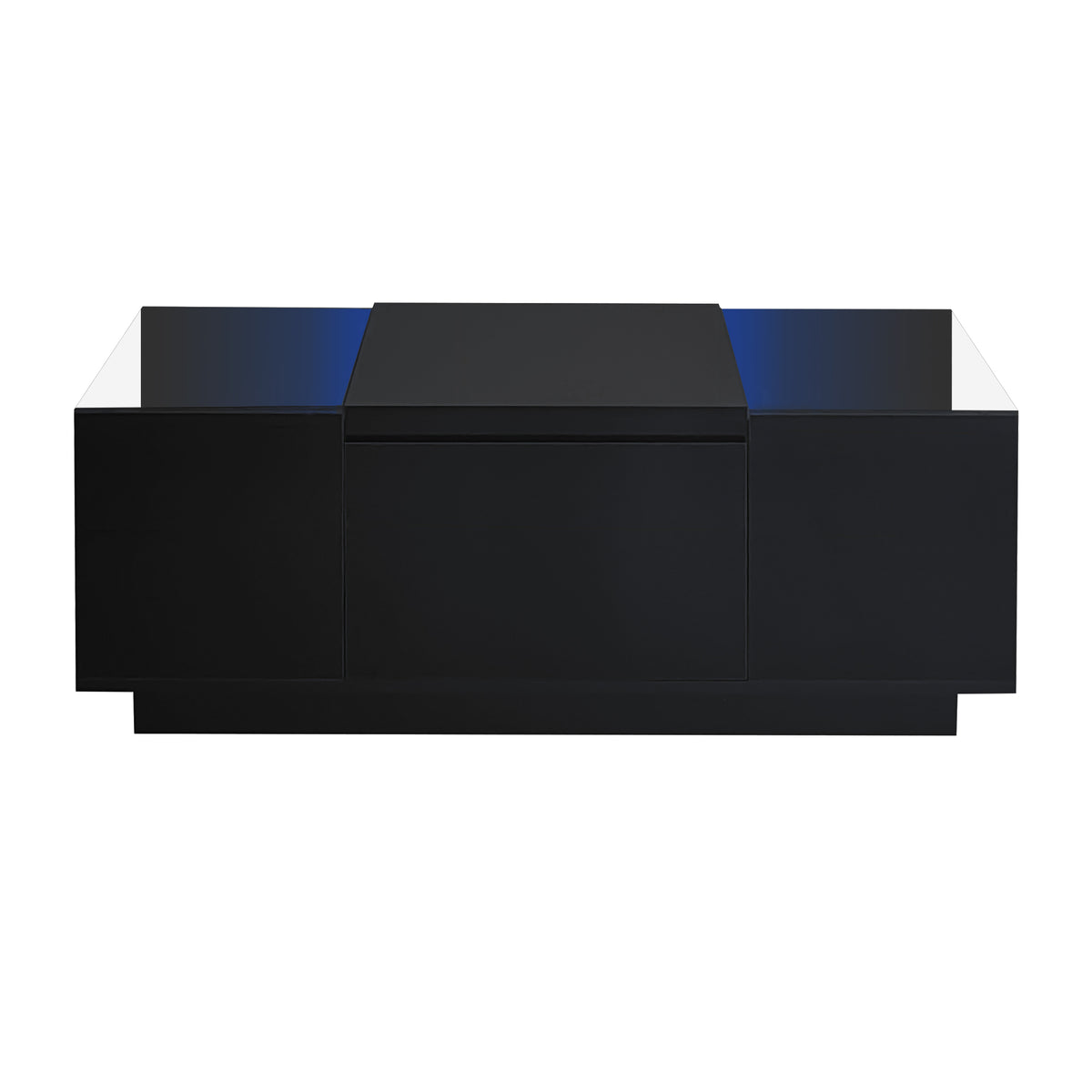 variant-group:rf-n724p290056b|Roomfitters Modern Center Coffee Table with High Gloss Finish, Glass Top and Hidden Storage Compartments, Black