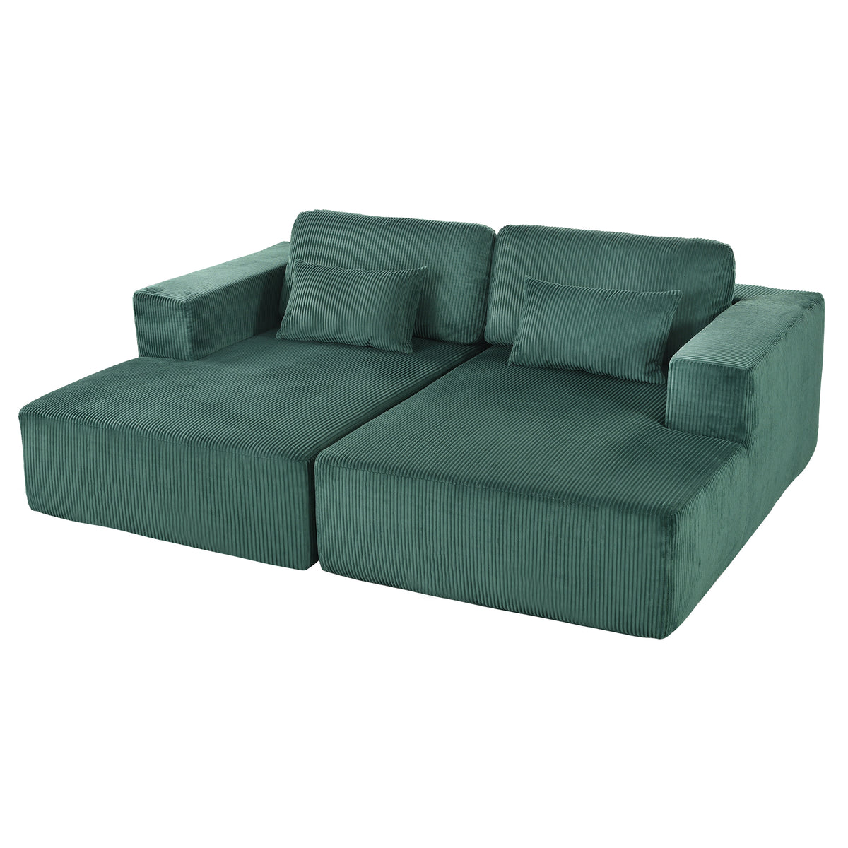 variant-group:rf-n711wy000449aac|Roomfitters Corduroy Double Sofa Bed with Pillows, Modern Convertible Couch for Living Room, Apartment, Green