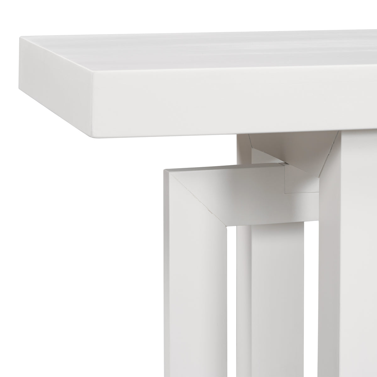 variant-group:rf-n711p410422k|Roomfitters Contemporary White Pine Veneer Extra Long Console Table with Unique Triple Rectangle Solid Wood Legs